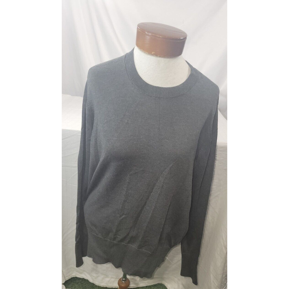 Holly & Whyte By Lindex Womens XL Gray Crew Neck Button Cuff Classic Sweater